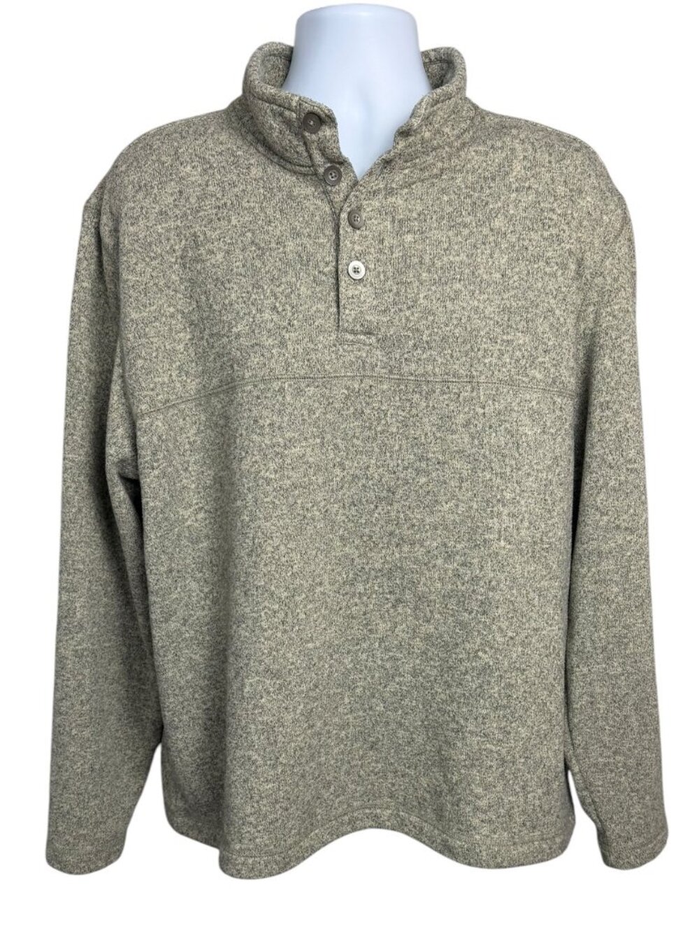 Van Heusen XXL Button Mock Neck Sweater Fleece Pullover Heather Gray Casual